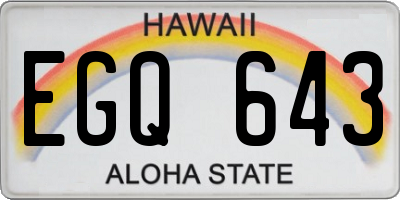 HI license plate EGQ643