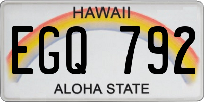 HI license plate EGQ792
