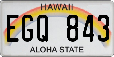 HI license plate EGQ843
