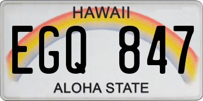 HI license plate EGQ847