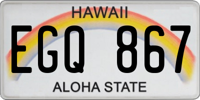 HI license plate EGQ867