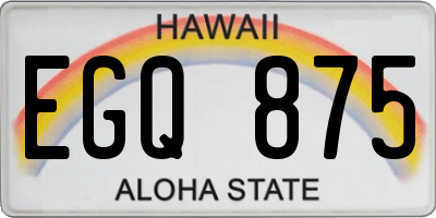 HI license plate EGQ875
