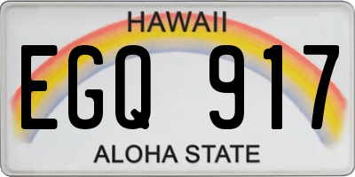 HI license plate EGQ917