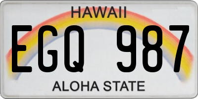 HI license plate EGQ987