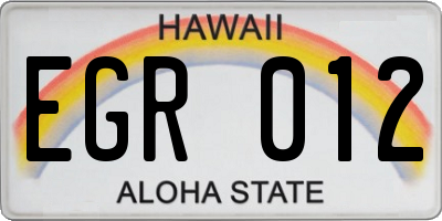 HI license plate EGR012