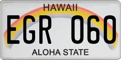 HI license plate EGR060