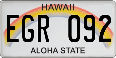 HI license plate EGR092
