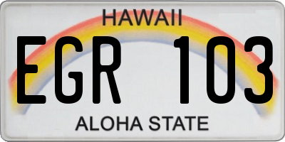 HI license plate EGR103