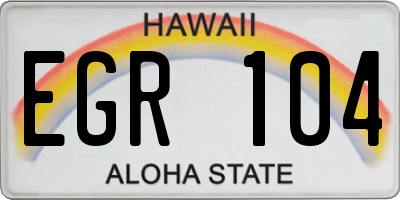 HI license plate EGR104