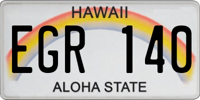 HI license plate EGR140
