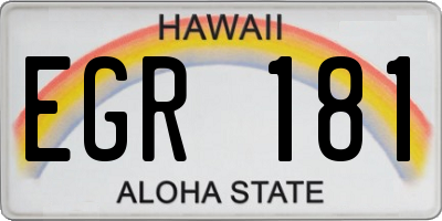 HI license plate EGR181
