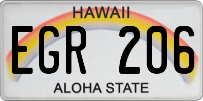 HI license plate EGR206