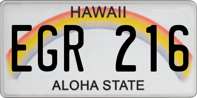 HI license plate EGR216