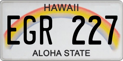 HI license plate EGR227
