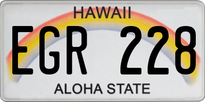 HI license plate EGR228