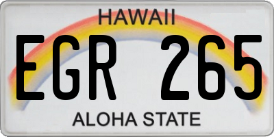 HI license plate EGR265
