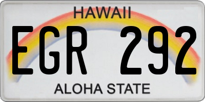 HI license plate EGR292
