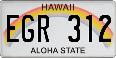 HI license plate EGR312