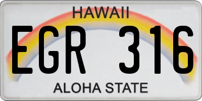 HI license plate EGR316