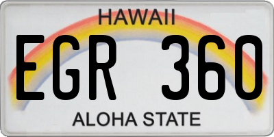 HI license plate EGR360