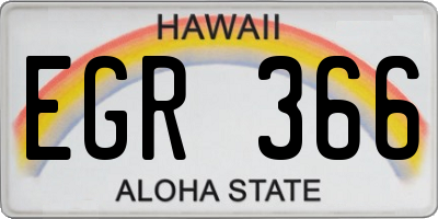 HI license plate EGR366