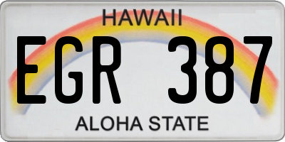 HI license plate EGR387
