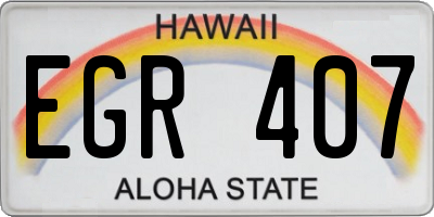 HI license plate EGR407