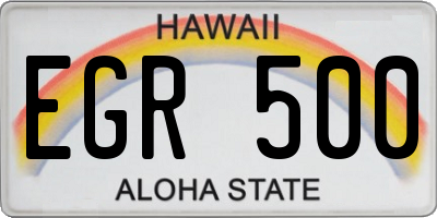HI license plate EGR500