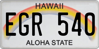 HI license plate EGR540