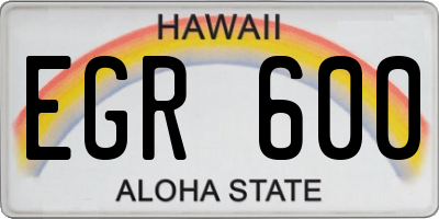 HI license plate EGR600
