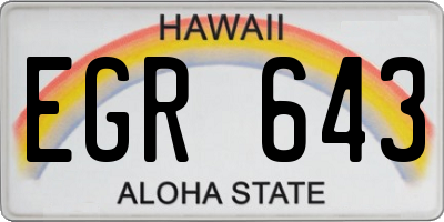 HI license plate EGR643