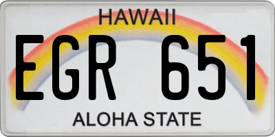 HI license plate EGR651