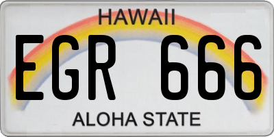 HI license plate EGR666