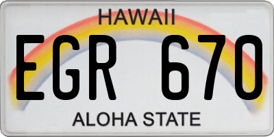 HI license plate EGR670