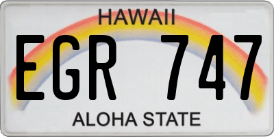 HI license plate EGR747
