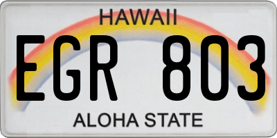 HI license plate EGR803
