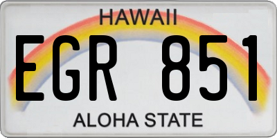 HI license plate EGR851