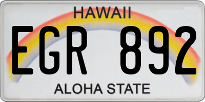 HI license plate EGR892