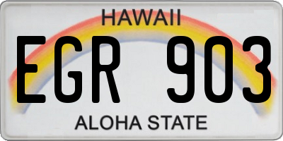 HI license plate EGR903