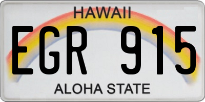 HI license plate EGR915