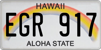 HI license plate EGR917