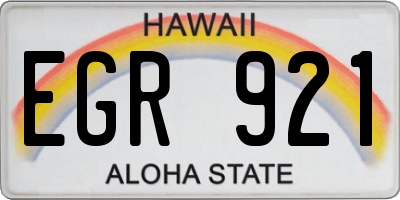HI license plate EGR921
