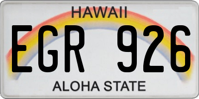 HI license plate EGR926