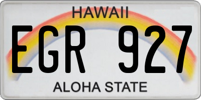 HI license plate EGR927
