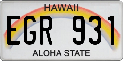 HI license plate EGR931