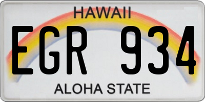 HI license plate EGR934