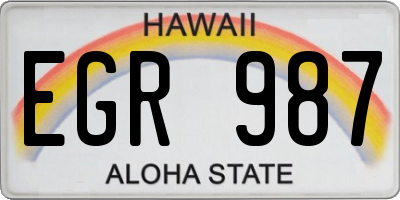 HI license plate EGR987