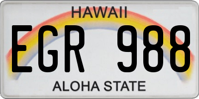 HI license plate EGR988