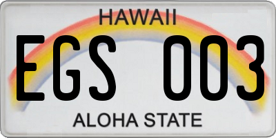 HI license plate EGS003