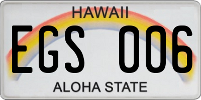HI license plate EGS006